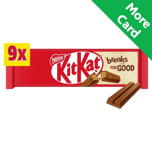 Kit Kat 2 Finger Milk Chocolate Biscuit Bar Multipack 9 Pack