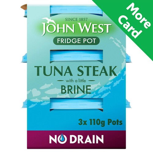 John West No Drain Fridge Pot Tuna Steak In Brine (3x110g)