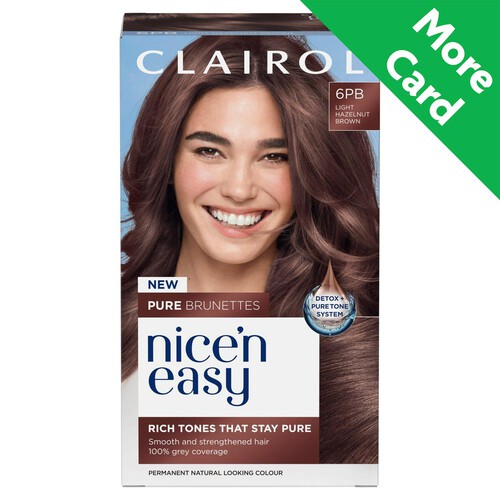 Clairol Nice'n Easy Pure Brunettes Hair Dye Light Hazelnut Brown 6PB