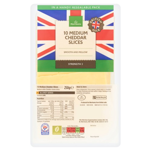 Morrisons Medium Cheddar Slices 250g