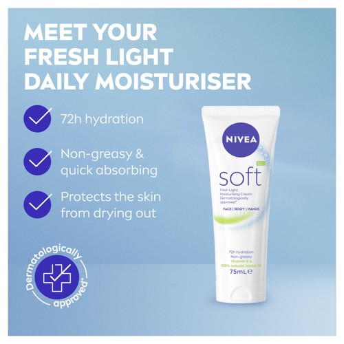 NIVEA Soft Moisturiser for Face Hands & Body