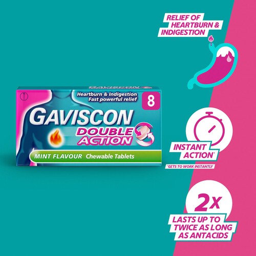 Gaviscon Double Action Heartburn & Indigestion Mint Flavour Tablets