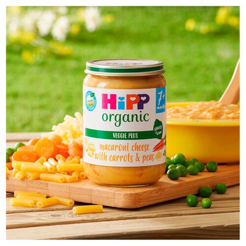 Hipp Organic Macaroni Cheese With Carrot & Peas Baby Food Jar 7M+ 