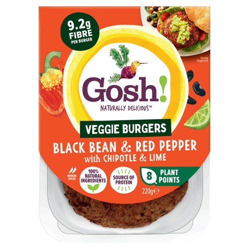 Gosh! Black Bean & Red Pepper Burger With Chipotle And Lime 220G
