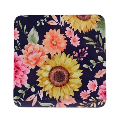 Nutmeg Home Navy Sunflower Coasters Set Of 4