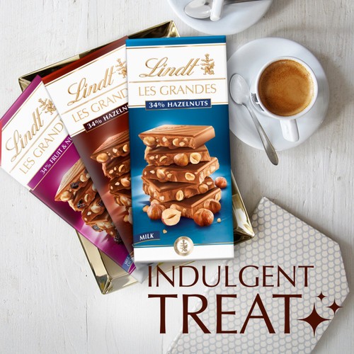 Lindt Les Grandes Milk Chocolate Hazelnut Bar 150g