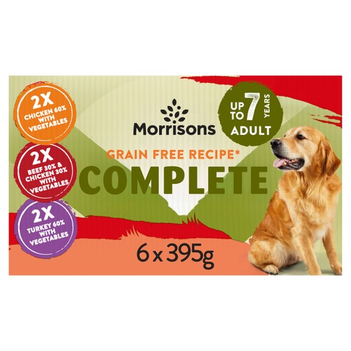 Morrisons Grain Free Meat & Veg Dog Food Trays Variety Pack 