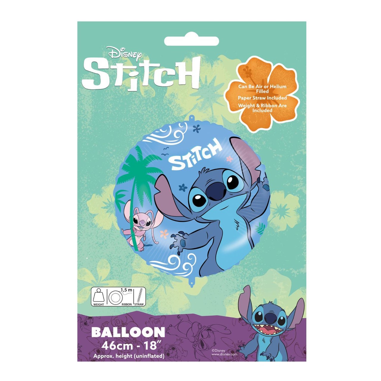 Procos Disney Stitch & Angel Round Foil Balloon