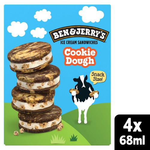 Ben & Jerry's Cookie Dough Ice Cream Sandwich Multipack 4 x 68ml