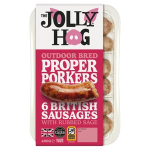 The Jolly Hog Outdoor Bred Proper Porkers 6 British Sausages 400g