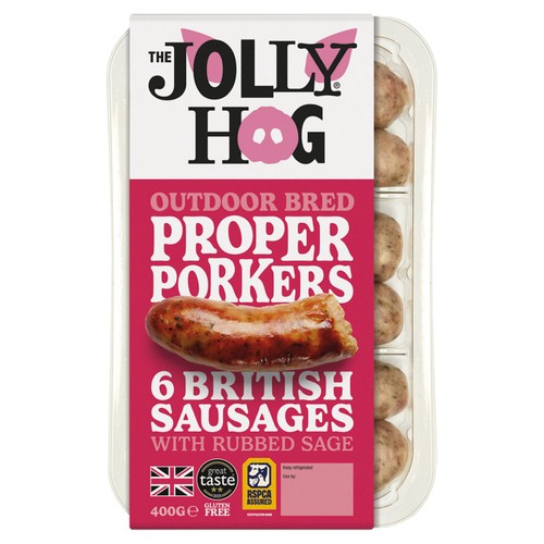 The Jolly Hog Outdoor Bred Proper Porkers 6 British Sausages 400g
