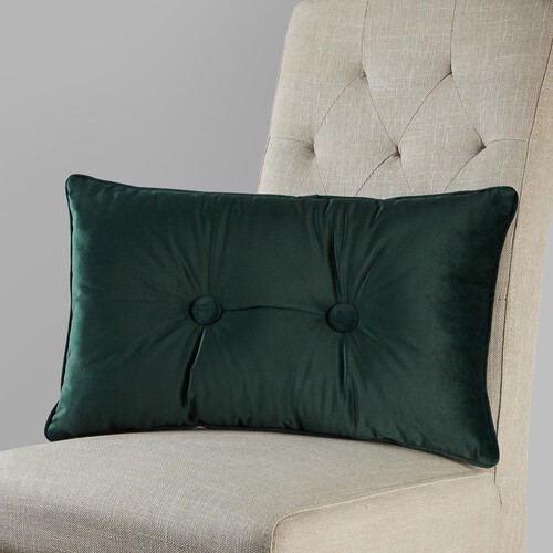 Morrisons Emerald Velvet Button Cushion