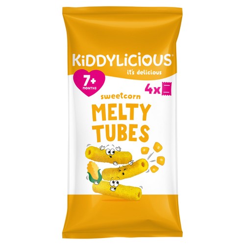 Kiddylicious Sweetcorn Melty Tubes 7m+ 4 x 10g