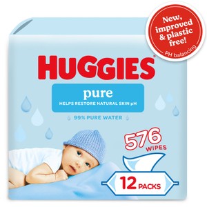 Huggies Pure Plastic Free Baby Wipes 12 x 48 Pack 576 per pack
