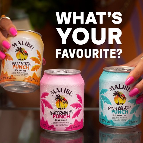 Malibu Peach Tea Punch Ready To Drink Can 10% ABV  237ml