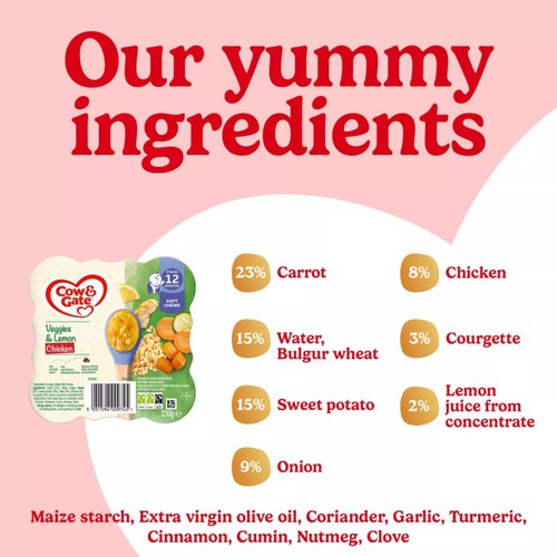 Cow & Gate Lemon Chicken & Vegetables Baby Food Meal 12+ Months 230g