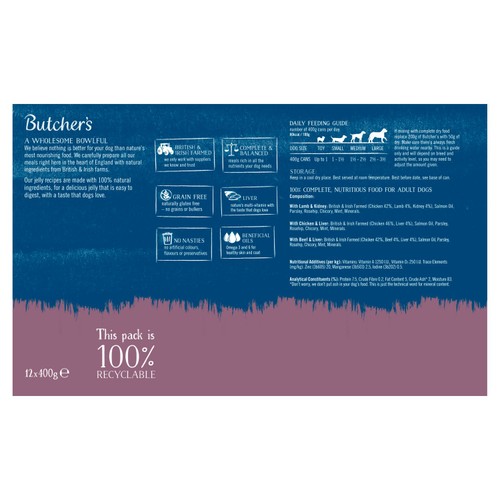 Butcher's Grain Free Recipes in Jelly Dog Food Tins