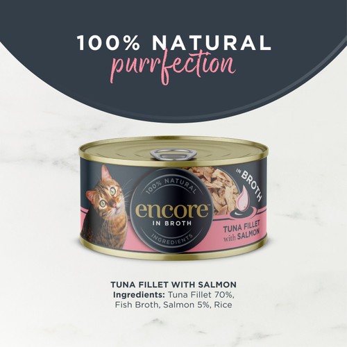 Encore Cat Tin Tuna Fillet With Salmon In Broth 