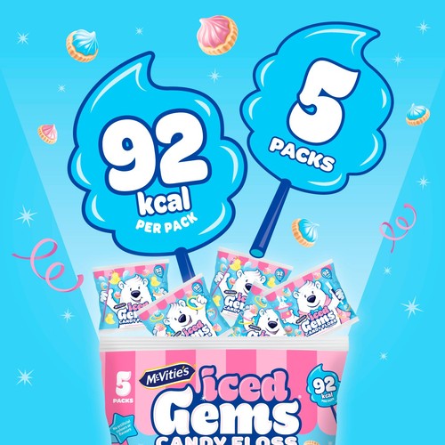McVitie's Iced Gems Candy Floss Flavour 5 x 23g