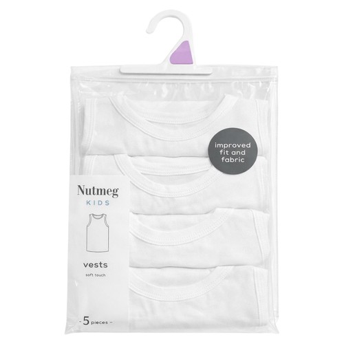 Nutmeg 2-3 Years Boys White Vests 