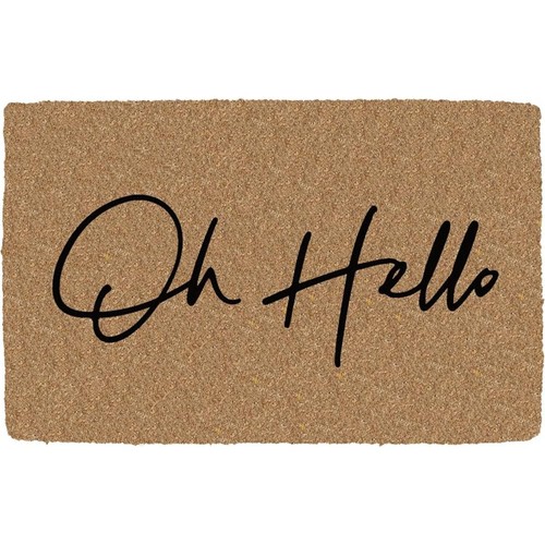 Oh Hello Vinyl Backed Coir Tufted Doormat 45x75cm