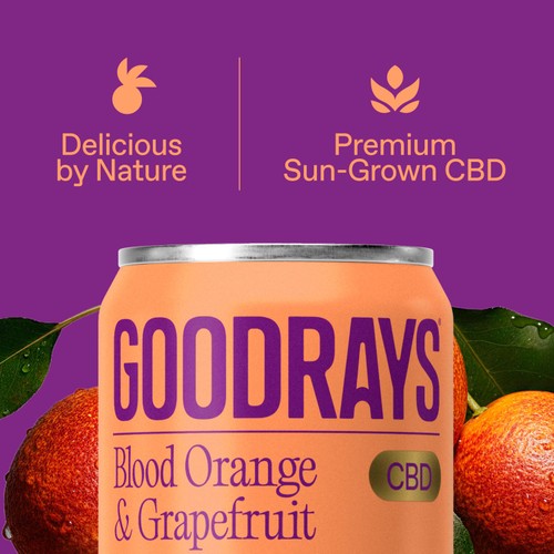 Goodrays CBD Infused Sparkling Orange & Grapefruit 