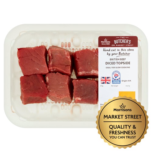 Market Street British Lean Diced Topside Beef