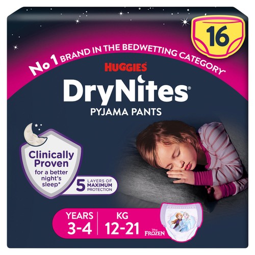 Huggies DryNites Pyjama Pants Girl 3-4yr Disney Frozen 16 Nappy Pants