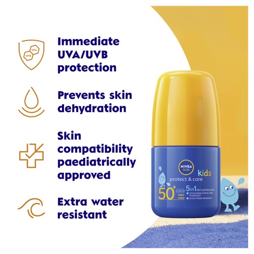 NIVEA SUN Kids Protect & Care Sun Cream Roll-On SPF50+ 