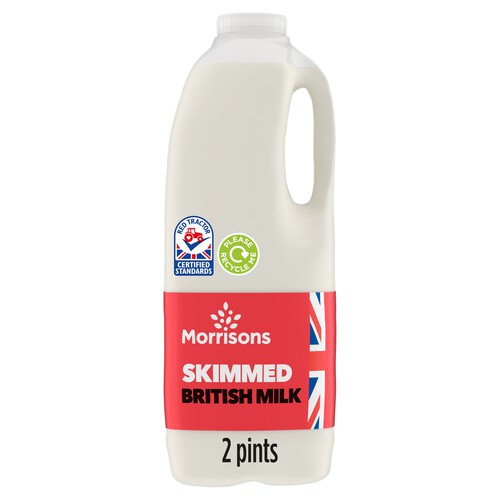 Morrisons British Skimmed Milk 2 Pint