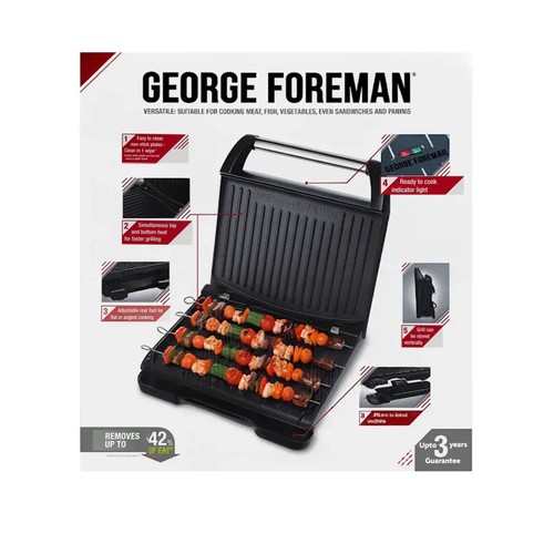 George Foreman Large Steel Grill Grey