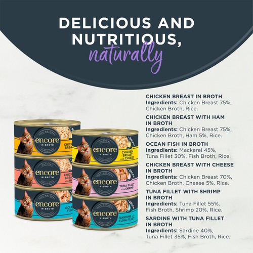 Encore Natural Wet Cat Food Finest Selection In Broth 12 X 70G Tins