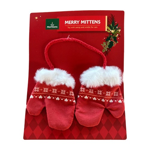 Morrisons Festive Merry Mittens Toy For Cats With Catnip & Crinkle