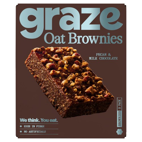 Graze Pecan & Milk Chocolate Oat Brownies  3 x 45g