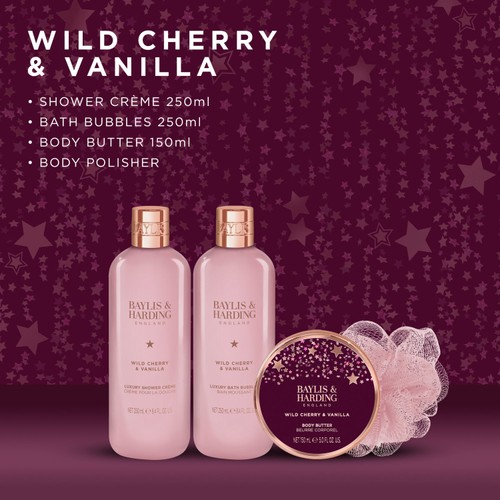 Baylis & Harding Wild Cherry & Vanilla Luxury Bow Wash Bag Gift Set