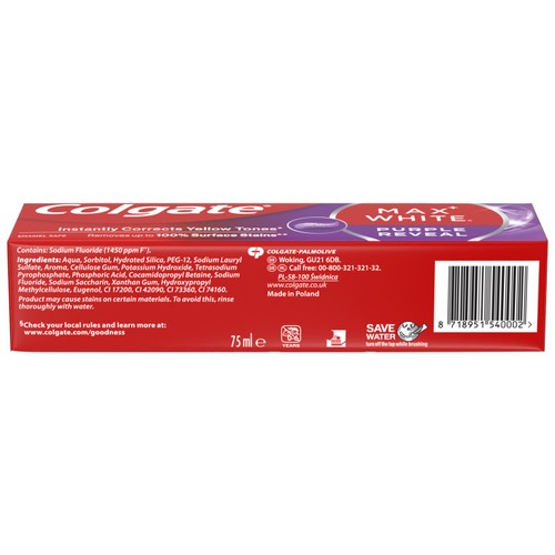 Colgate Max White Purple Reveal Teeth Whitening Toothpaste