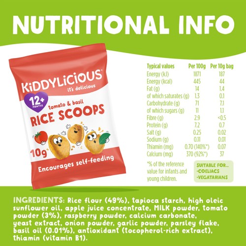 Kiddylicious Tomato & Basil Rice Scoop 4 x 10g