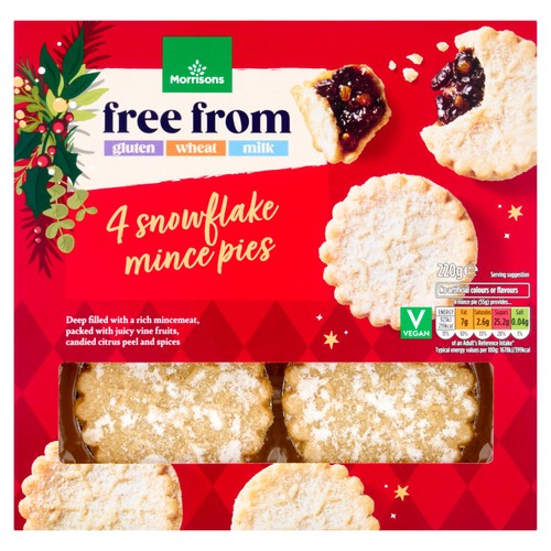 Morrisons Free From 4 Snowflake Mince Pies 220g