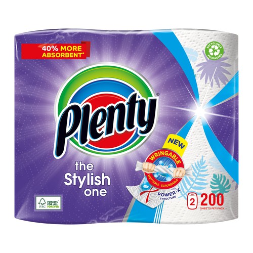 Plenty Decorated Kitchen Roll 200 Sheets