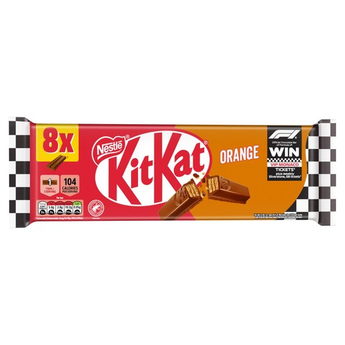 KitKat 2 Finger Orange Chocolate Biscuit Bar 8 Pack Multipack