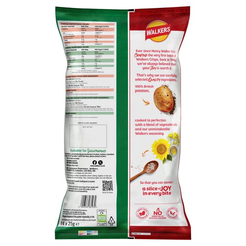 Walkers Ready Salted and Salt & Vinegar Multipack Crisps   14 x 25g