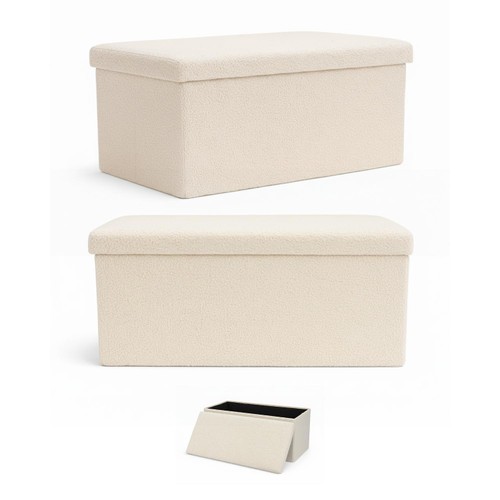 Keplin Folding Teddy Storage Ottoman Cream