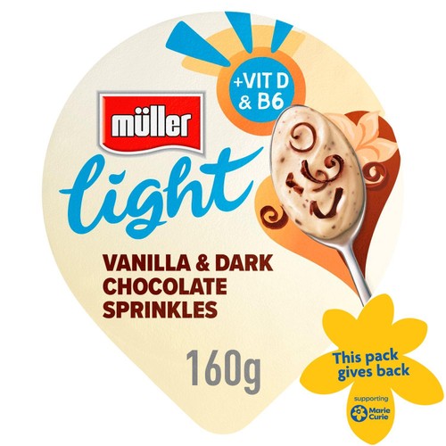 Muller Light Vanilla with Dark Chocolate Sprinkles Fat Free Yogurt 160g