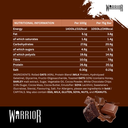 Warrior Raw Protein Flapjack Chocolate Brownie 