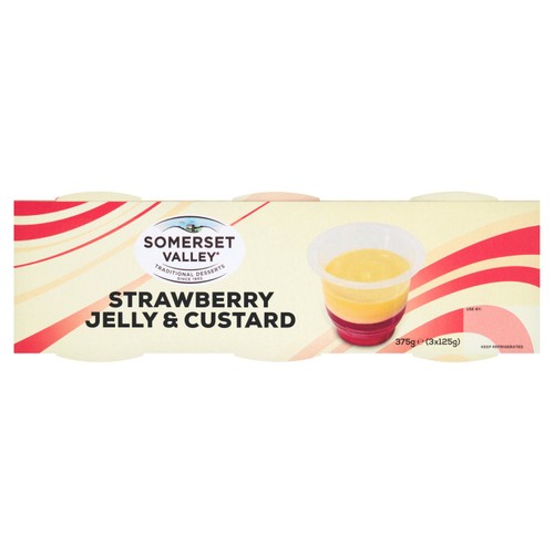 Somerset Valley Strawberry Jelly & Custard 3 x 125g (375g)