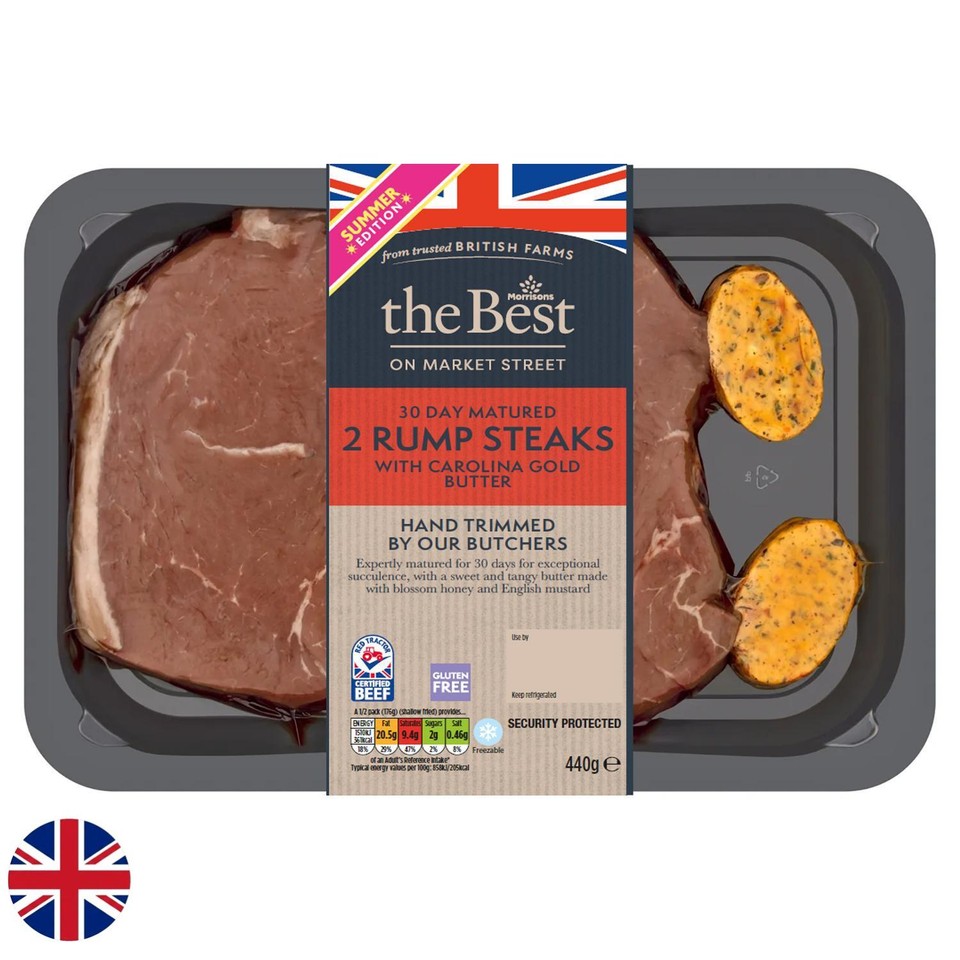 Morrisons The Best British Rump Steaks & GoldCarolina Butter 440g ...