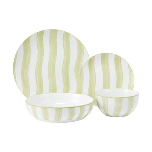 Nutmeg Home Green Stripe Dinner Plate
