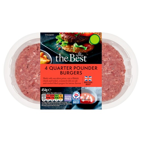 Morrisons The Best 4 Beef Quarter Pounder Burgers