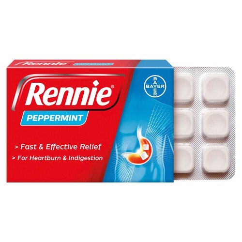 Rennie Peppermint Heartburn & Indigestion Chewable Tablets