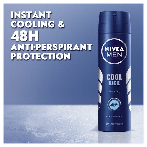 NIVEA MEN Anti-Perspirant Deodorant Spray, Cool Kick, 48 Hrs